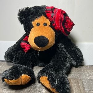 Vintage Emrad Creations Plush Black Bear Velvet Hat and Scarf